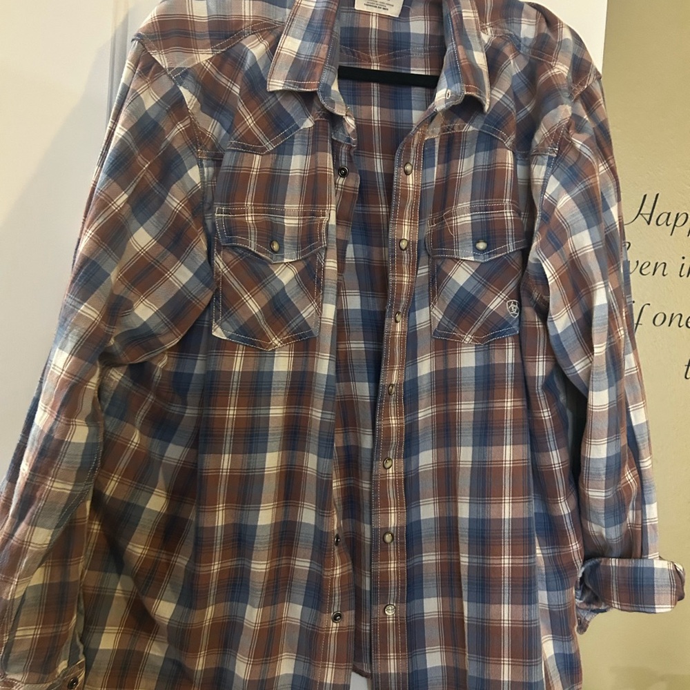 Ariat Retro Fit Plaid Shirt - Blue and Brown